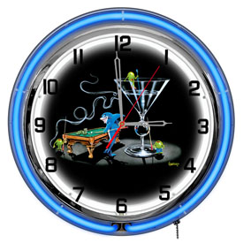 Michael Godard Pool Shark II Neon Clock 18", GODNC18-10